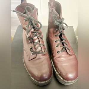 H&M Purple Maroon Low Rise Combat Boots
